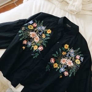 Topshop Tops - TOPSHOP Embroidered Button Up Top Topshop Tops - TOPSHOP Embroidered Button Up Top